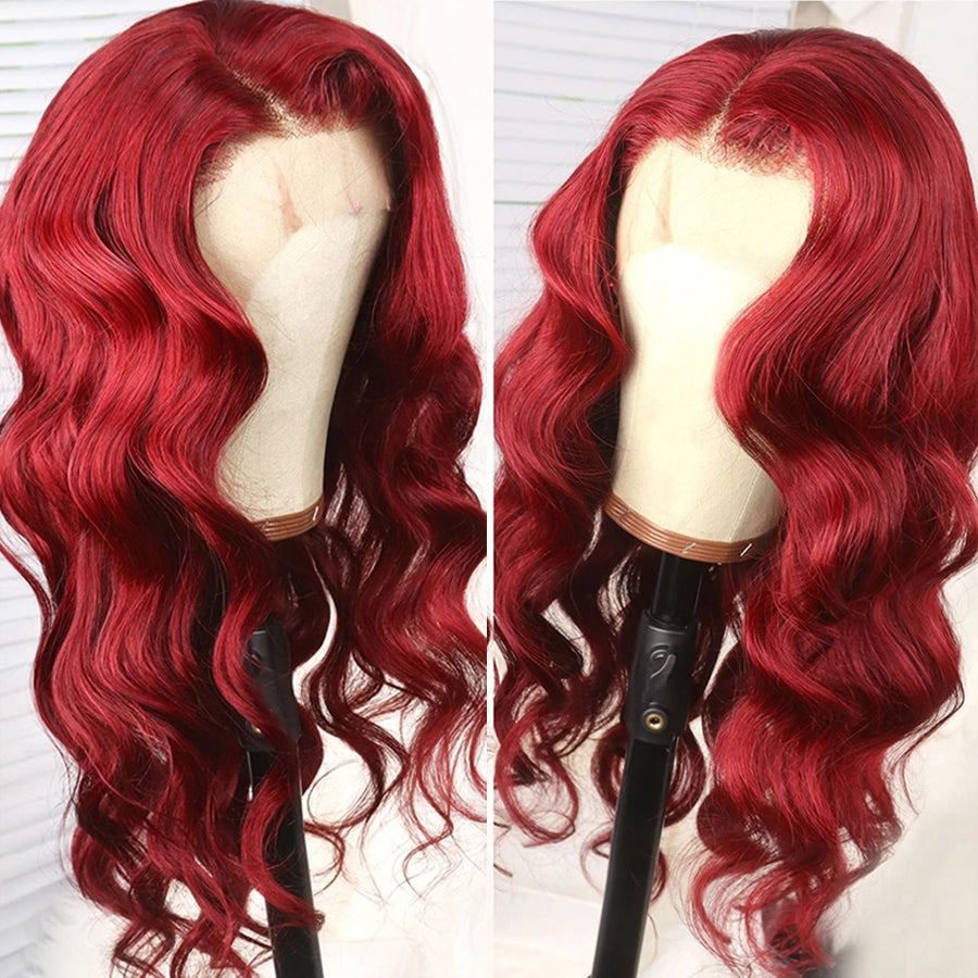 TT Hair Body Wave Lace Front Wig Red Color 13X4 Lace Frontal Wigs With Baby Hair