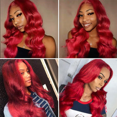 TT Hair Body Wave Lace Front Wig Red Color 13X4 Lace Frontal Wigs With Baby Hair