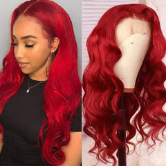TT Hair Body Wave Lace Front Wig Red Color 13X4 Lace Frontal Wigs With Baby Hair