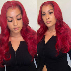 TT Hair Body Wave Lace Front Wig Red Color 13X4 Lace Frontal Wigs With Baby Hair
