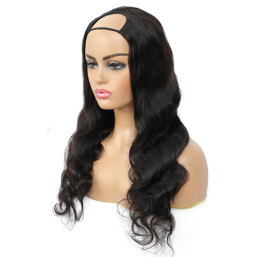 TT Hair Body Wave U Part Wig Human Hair U Shape Glueless Natural Color Wigs