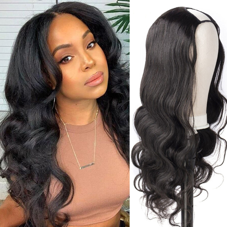 TT Hair Body Wave U Part Wig Human Hair U Shape Glueless Natural Color Wigs