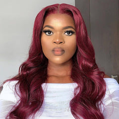 TT Hair Burgundy Lace Front Human Hair Wigs 99J Body Wave 13X4 Lace Front Wigs