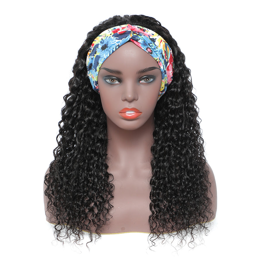 TT Hair Headband Wig Deep Curly Glueless Machine Made Brazilian Remy Human Hair Wigs