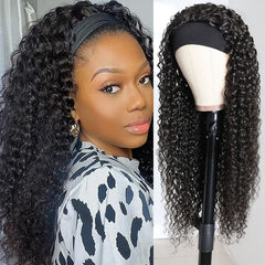 TT Hair Headband Wig Deep Curly Glueless Machine Made Brazilian Remy Human Hair Wigs