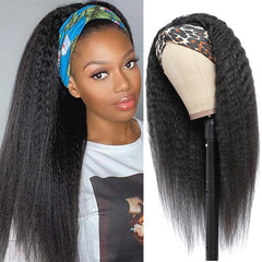 TT Hair Kinky Straight Headband Wigs Human Hair Glueless Wigs Easy Install Scarf Wig