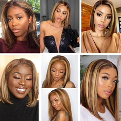 TT Hair Ombre 4/27 Highlight Bob Lace Front Wigs Remy Human Hair 13x4 Lace Front Bob Wigs For Black Women