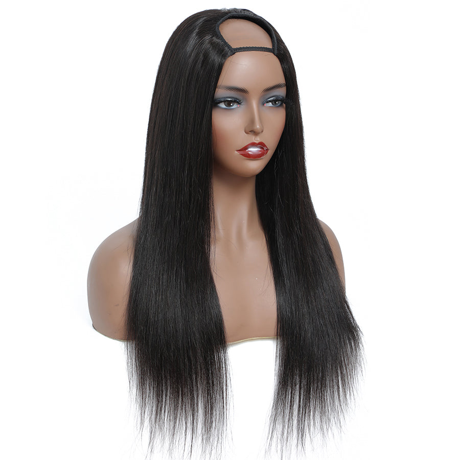 TT Hair Straight Hair U Part Wig Natural Color Affordable Glueless Human Hair Wigs