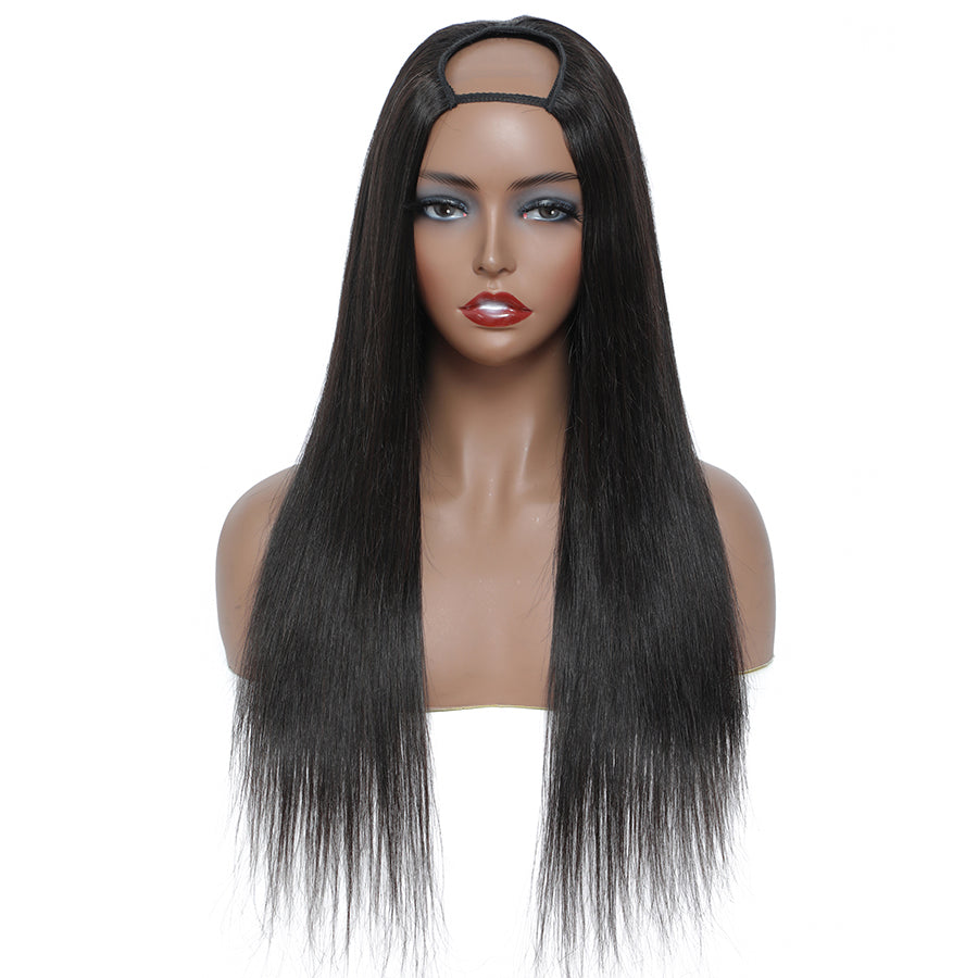 TT Hair Straight Hair U Part Wig Natural Color Affordable Glueless Human Hair Wigs