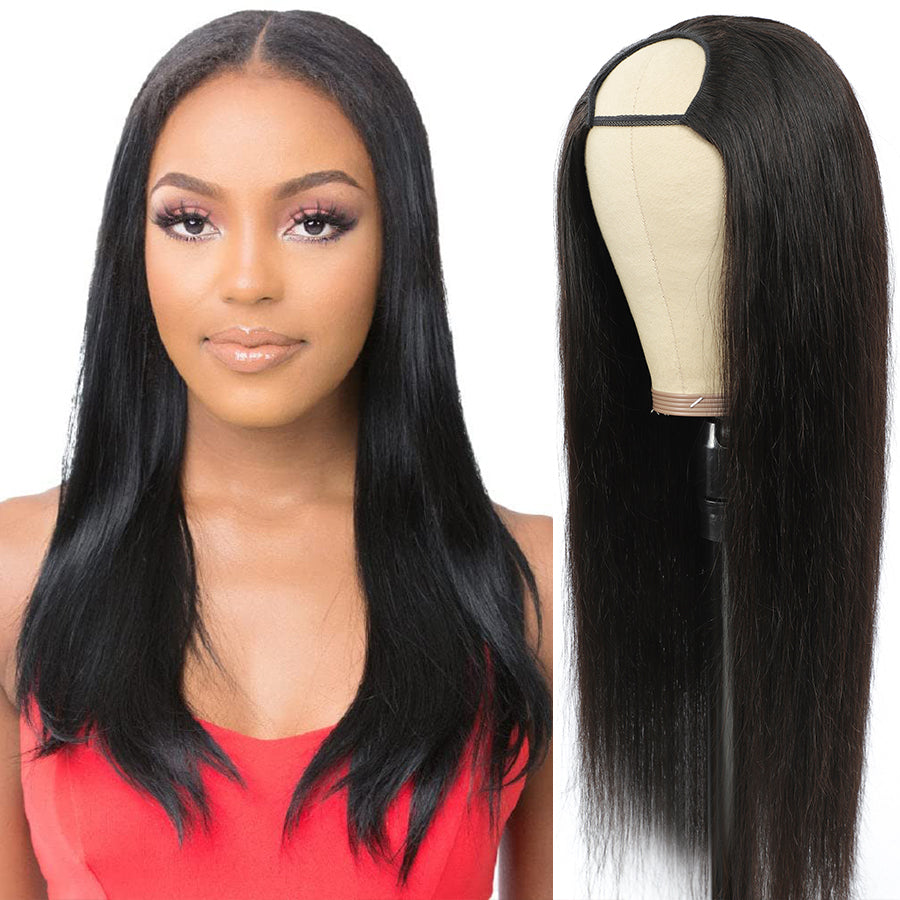 TT Hair Straight Hair U Part Wig Natural Color Affordable Glueless Human Hair Wigs