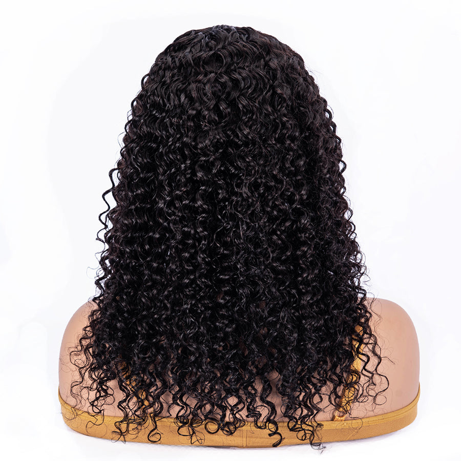 TT Hair U Part Glueless Wigs Brazilian Curly Human Hair Wigs Natural Color No Lace No Gel