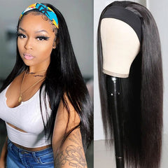 TT Hair Headband Wig Human Hair Scarf Wig Straight Virgin Hair Glueless Wigs